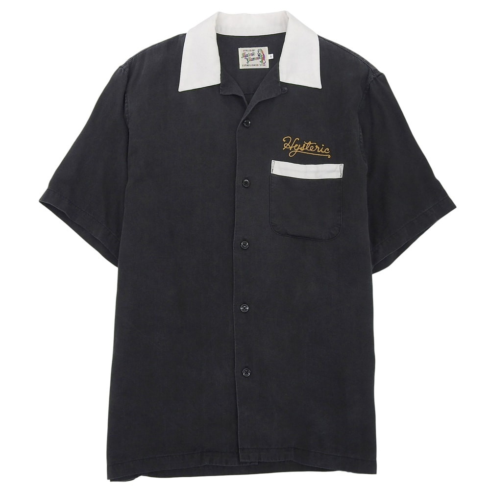 ヒステリックグラマー BAD LUCK刺繍 ボーリングシャツ トップス メンズ ブラック S S