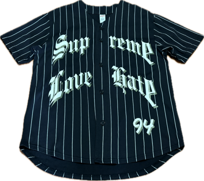 Supreme Love Hate Baseball Jersey "Black"