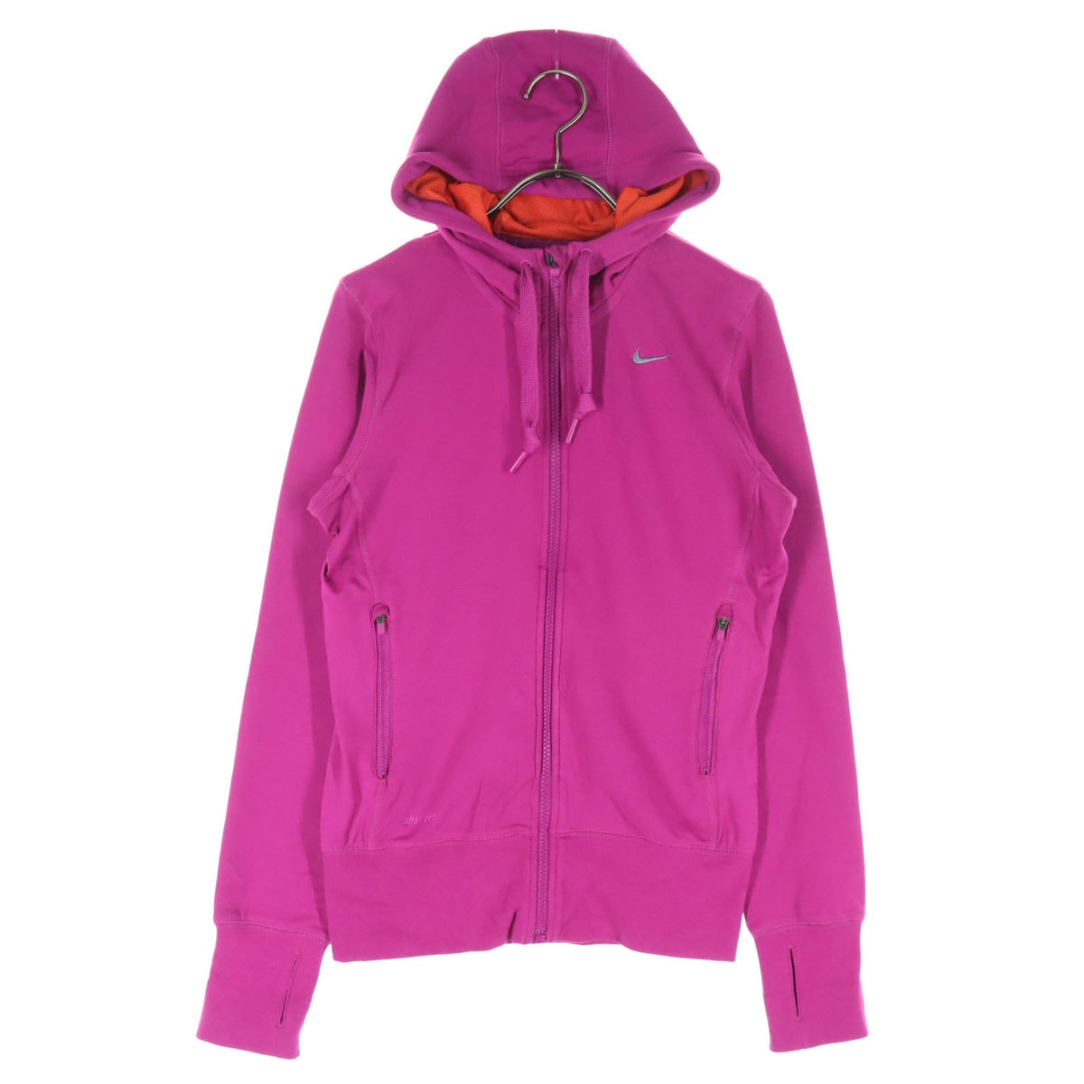 美品 NIKE ナイキ ワンポイントロゴ 長袖 ジップパーカー M ピンク