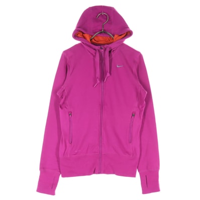 美品 NIKE ナイキ ワンポイントロゴ 長袖 ジップパーカー M ピンク