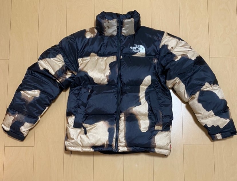 Supreme x The North Face Bleached Denim Print Nuptse Jacket "Black"