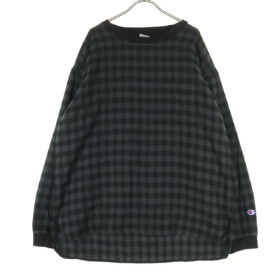 Champion チャンピオン ギンガムチェック柄 長袖 トレーナー L ダークグレー系
