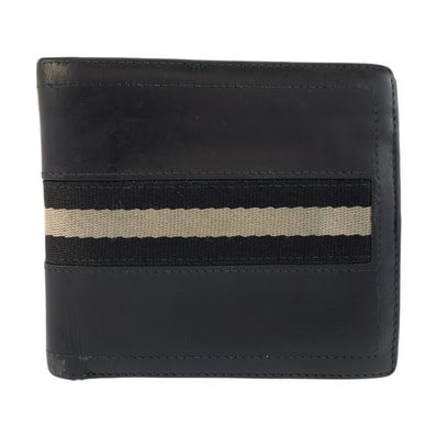 BALLY バリー トレインスポッティング ブラック 黒 レザー 折財布 コンパクトウォレット 603076 【中古】
