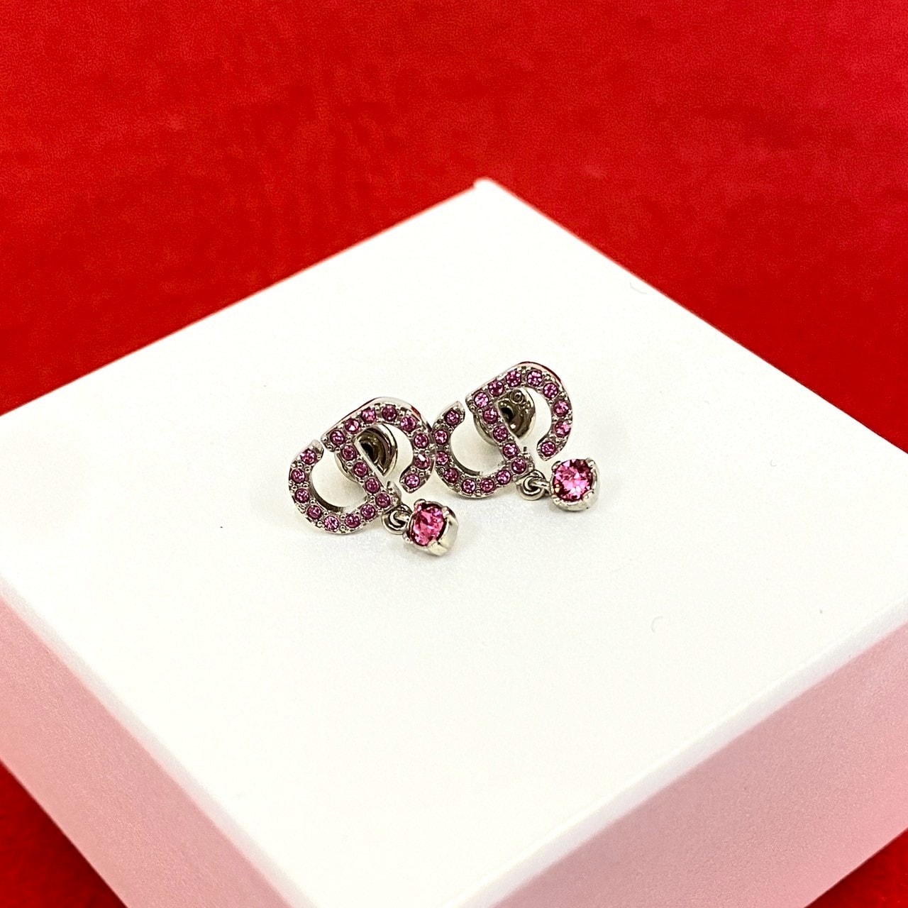 Christian Dior ディオール CD ロゴ 合金 ラインストーン メッキ ピアス シルバー
 13778