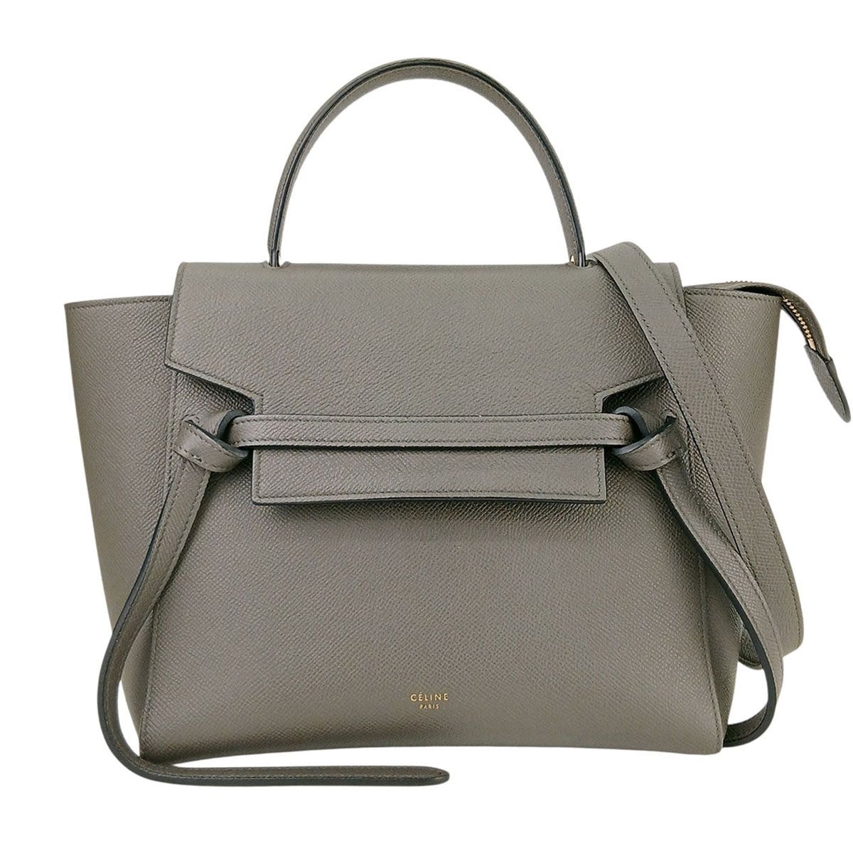 CELINE セリーヌ ベルトバッグ ミニ 2WAYハンドバッグ ハンドバッグ 189003ZVA レザー グレー  レディース【中古】