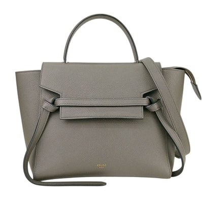 CELINE セリーヌ ベルトバッグ ミニ 2WAYハンドバッグ ハンドバッグ 189003ZVA レザー グレー レディース【中古】