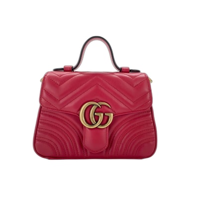 グッチ GUCCI GGマーモント ミニトップハンドル ショルダーバッグ【中古】