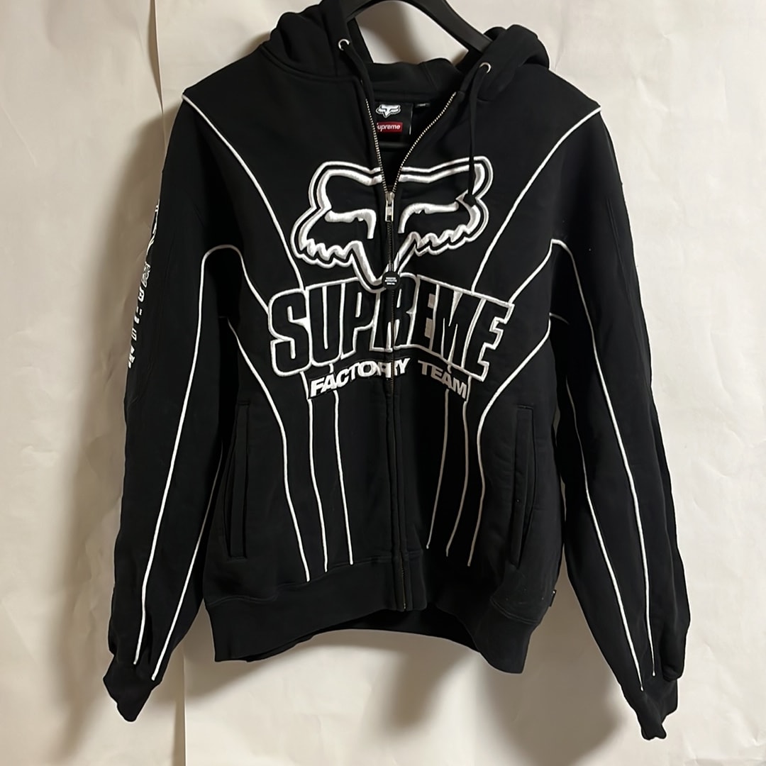 Supreme x Fox Racing Zip Up Hooded Sweatshirt "Black"
