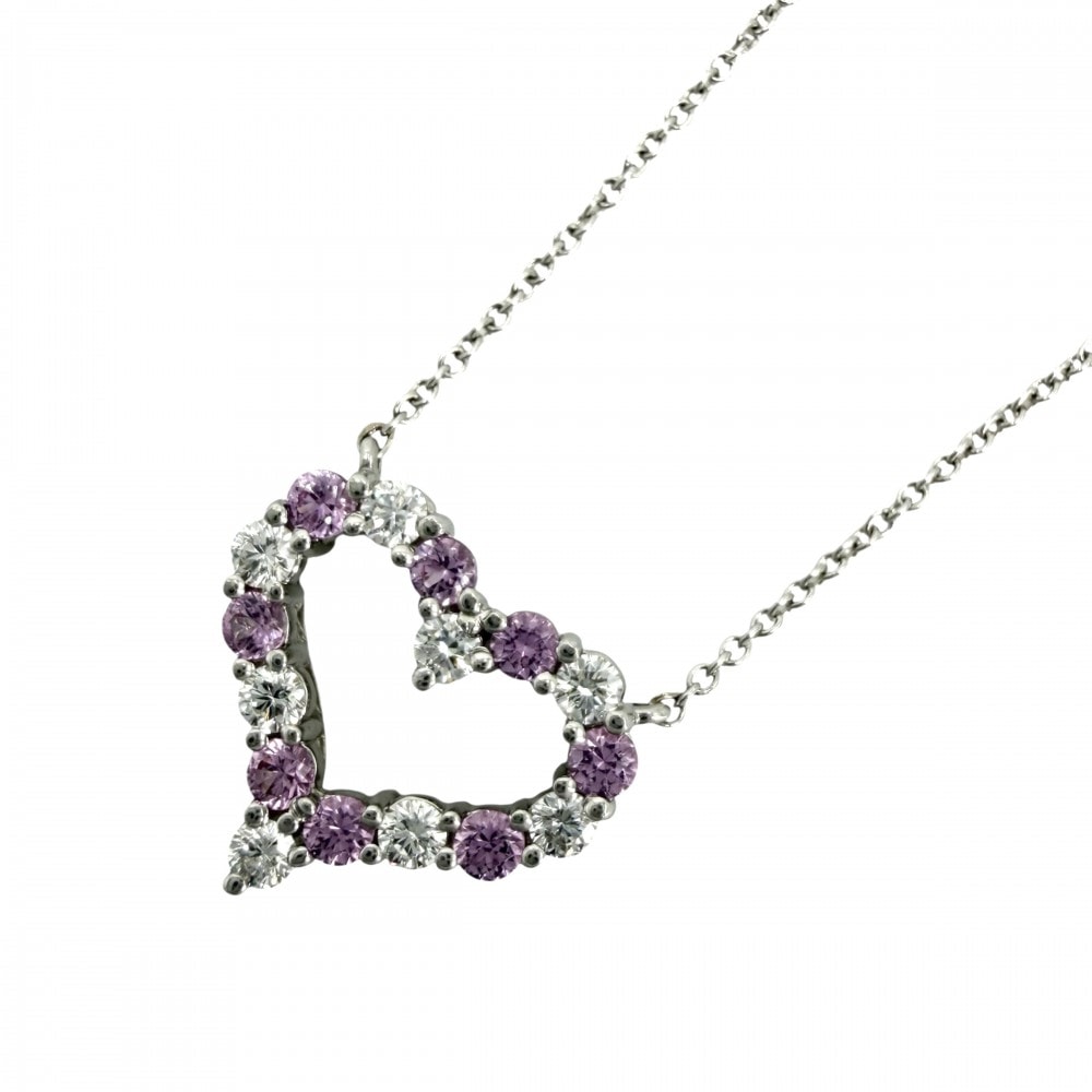 TIFFANY&Co. ティファニー ネックレス センチメンタル ハート ジュエリー アクセサリー Pt950プラチナ    ダイヤモンド レディース 約4.9g【中古品】