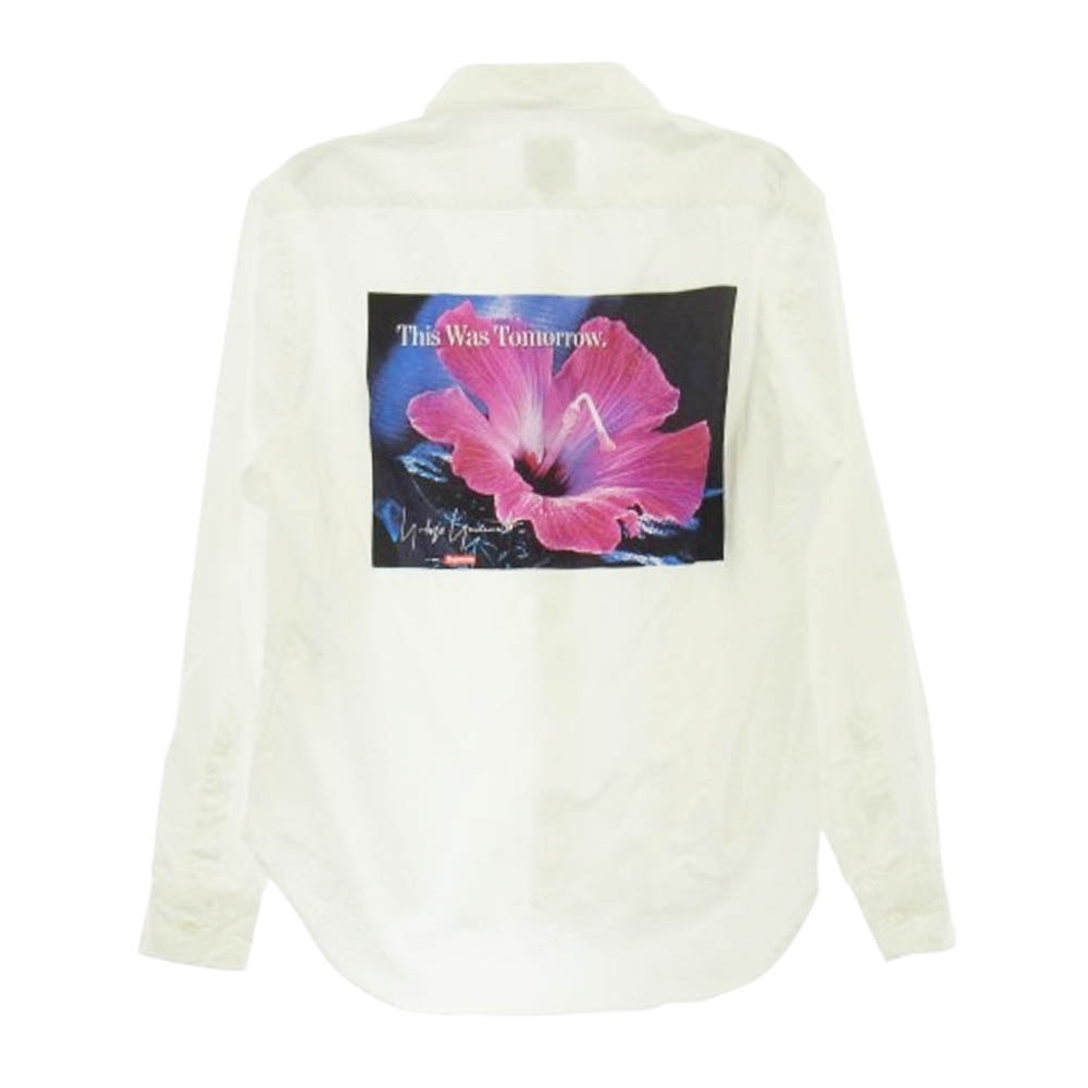 Supreme シュプリーム 20AW × Yohji Yamamoto Shirt ヨウジヤマモト バックプリント フラワーフォト デザイン 長袖シャツ S ホワイト系 S【中古】
