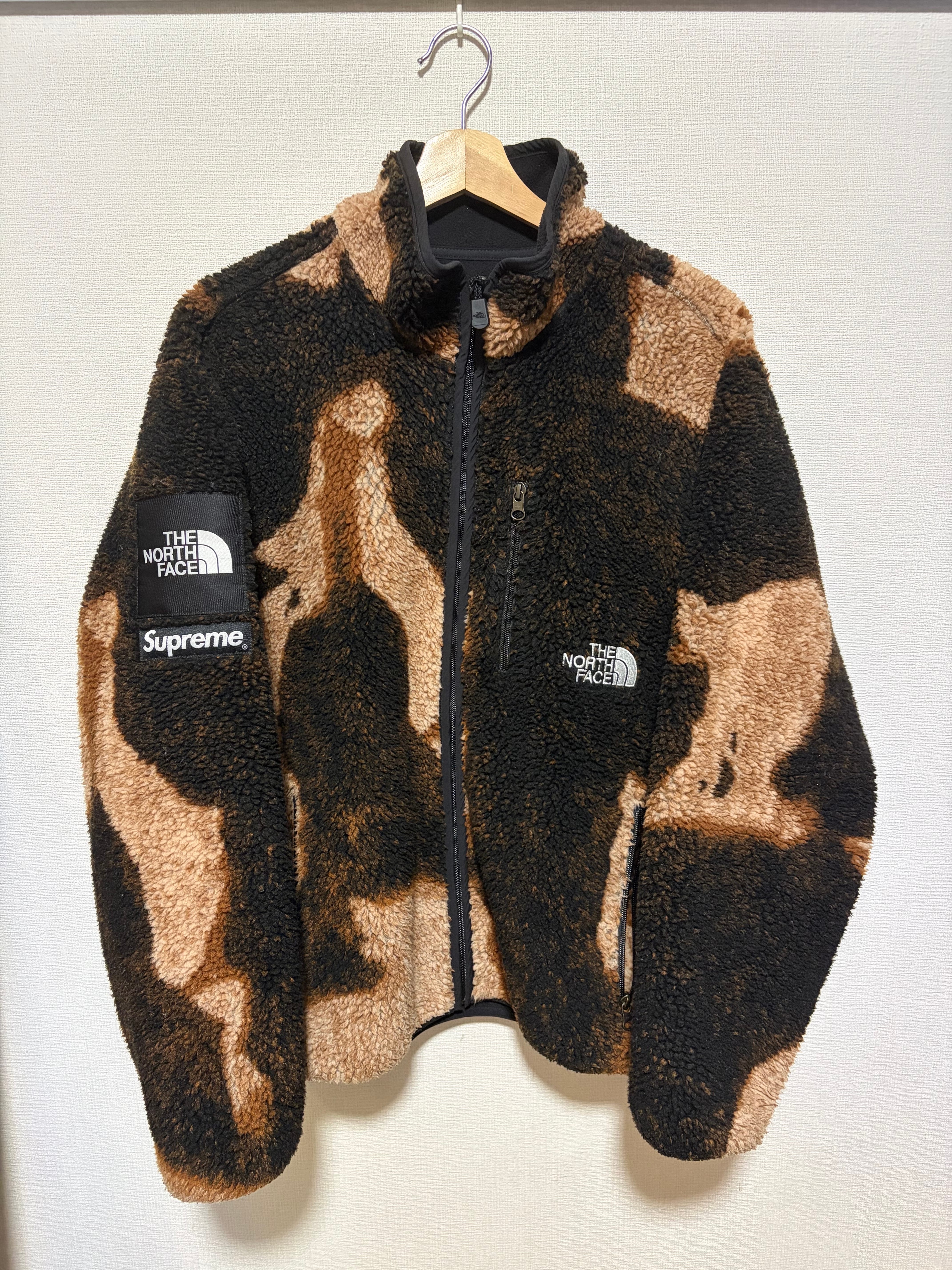 Supreme x The North Face Bleached Denim Print Fleece Jacket "Black"