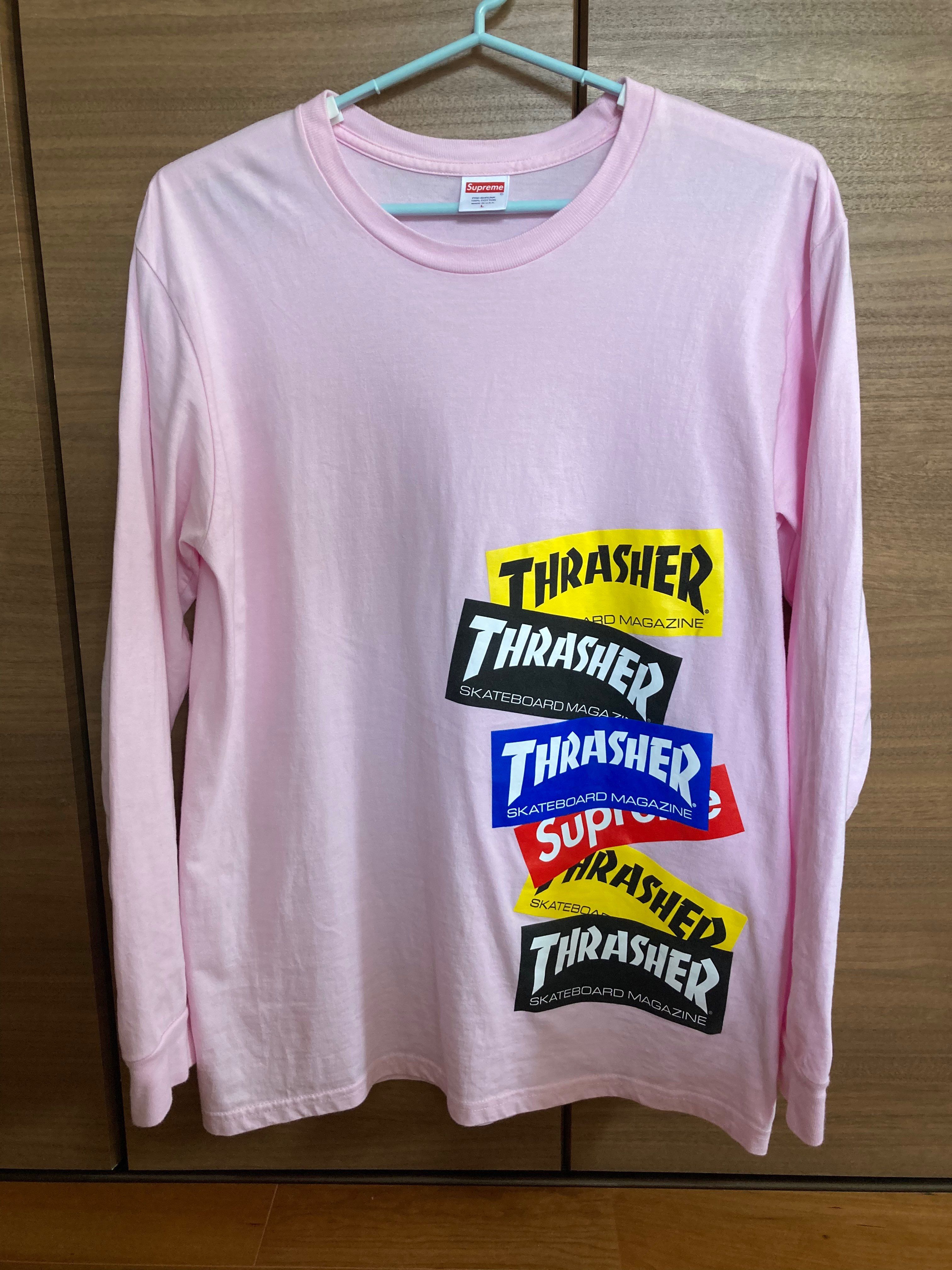Supreme / Thrasher® Multi Logo L/S Tee "Light Pink"