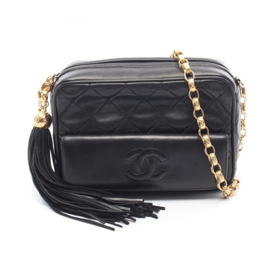 シャネル CHANEL マトラッセ フリンジ ミニ チェーンショルダー ショルダーバッグ バッグ ラムスキン(羊革) レディース ブラック系 【中古】