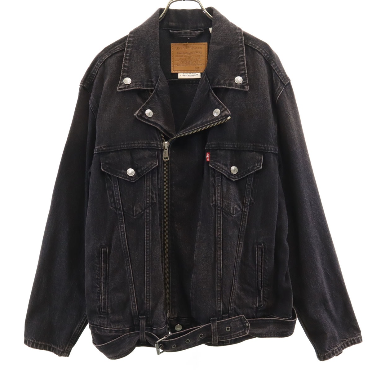 LEVI'S PREMIUM リーバイスプレミアム デニム ライダースジャケット L ブラック ジージャン ビックE