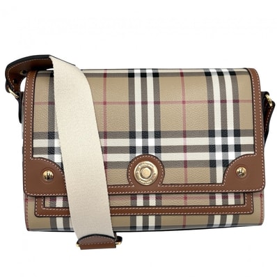 BURBERRY バーバリー ショルダーバッグ ヴィンテージチェック 肩掛け 斜め掛け 8066226 PVCコーティングキャンバス ベージュ ゴールド金具 レディース 美品【中古品】