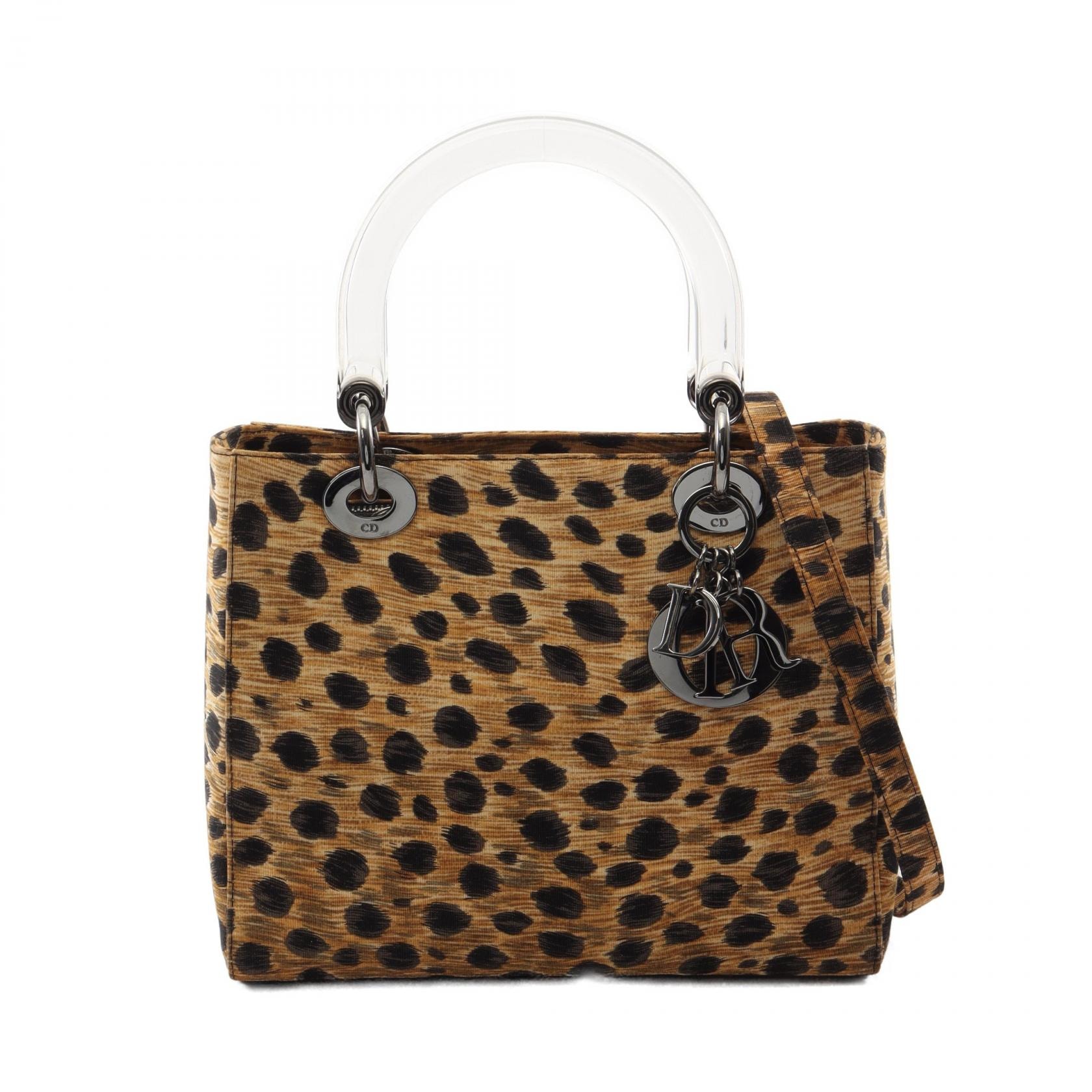 ディオール Dior LADY DIOR レディディオール レオパード 2WAY ハンドバッグ バッグ キャンバス レディース ベージュ系 / ブラック系 【中古】