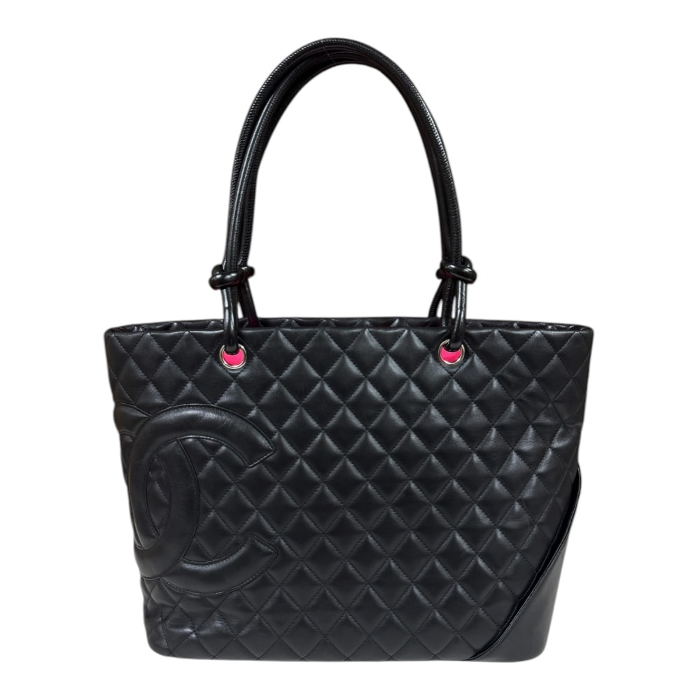 シャネル カンボン トートバッグ レザー A25169 ブラック レディース CHANEL  中古