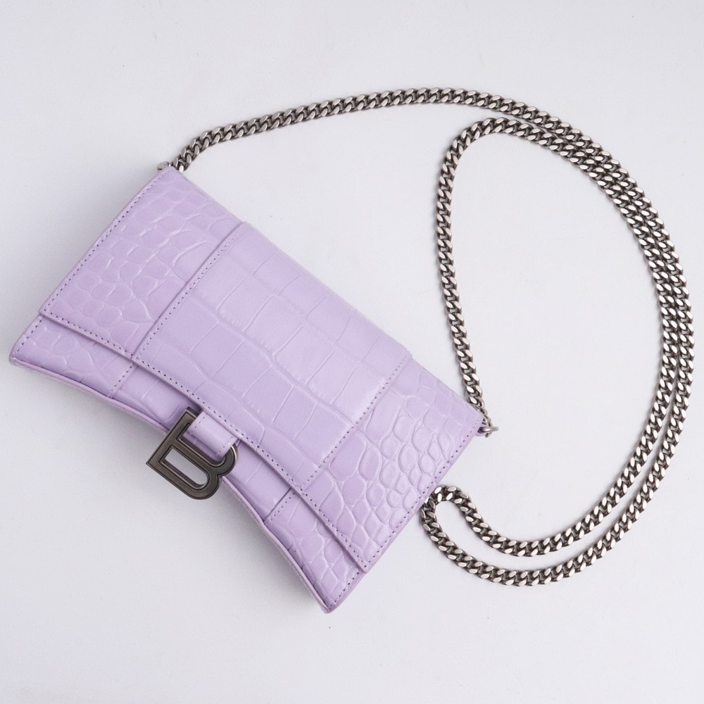 BALENCIAGA Hourglass Wallet With Chain "Purple"