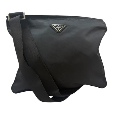 PRADA プラダ テスート 三角ロゴ ブラック シルバー金具 ナイロン ショルダーバッグ S1-00057 【中古】