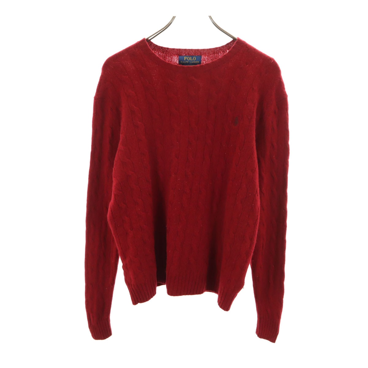 POLO RALPH LAUREN ポロラルフローレン ウールブレンド 長袖 ケーブル セーター M レッド ニット
