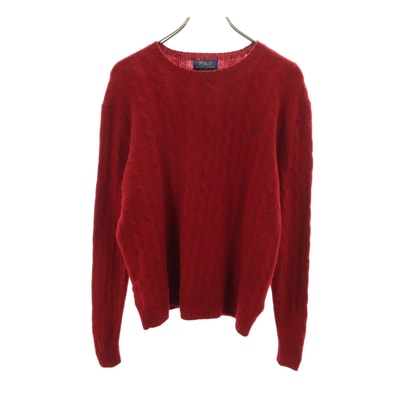 POLO RALPH LAUREN ポロラルフローレン ウールブレンド 長袖 ケーブル セーター M レッド ニット