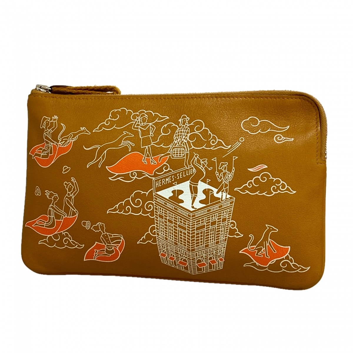 【6gb2256】エルメス ポーチ カレポケットロング スイフト キャラメル シルバー金具 Z刻印【中古】メンズ レディース ユニセックス