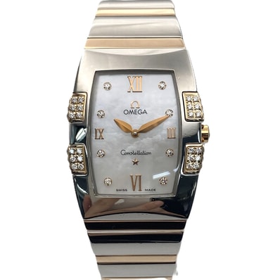 OMEGA オメガ コンステレーション クアドレラ 18K/SS 8Pダイヤ シェル文字盤 腕時計 1286.75 ステンレススチール K18ピンクゴールド シルバー ピンクゴールド レディース【中古】