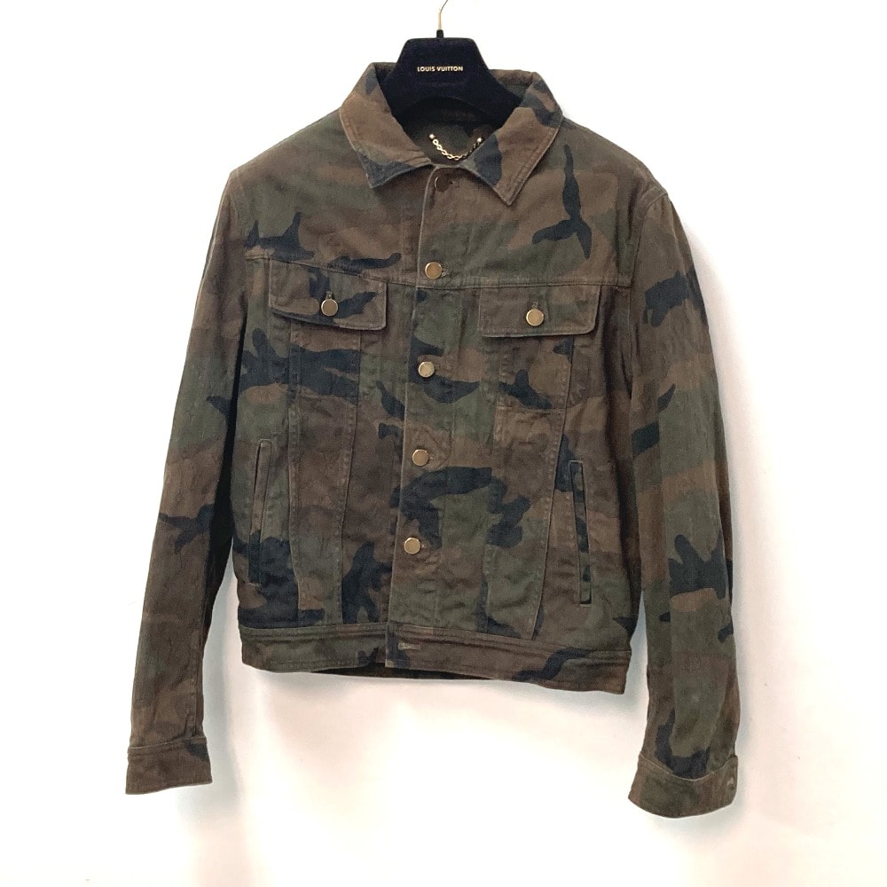 ルイヴィトン LOUIS VUITTON カモフラージュ 迷彩 デニムトラッカー 1A3FE5 SUPREME シュプリーム ショート アウター 長袖 ジャケット アパレル デニム コラボ ジャケット コットン グリーン