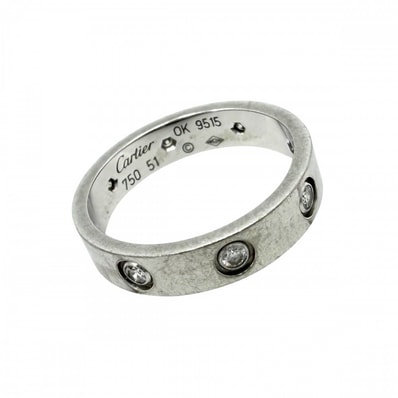 CARTIER カルティエ 指輪 ラブリング ジュエリー アクセサリー 8Pダイヤ 18金WG Au750 51サイズ K18ホワイトゴールド ダイヤモンド 約11号 B4050651 レディース 約4.5g【中古品】
