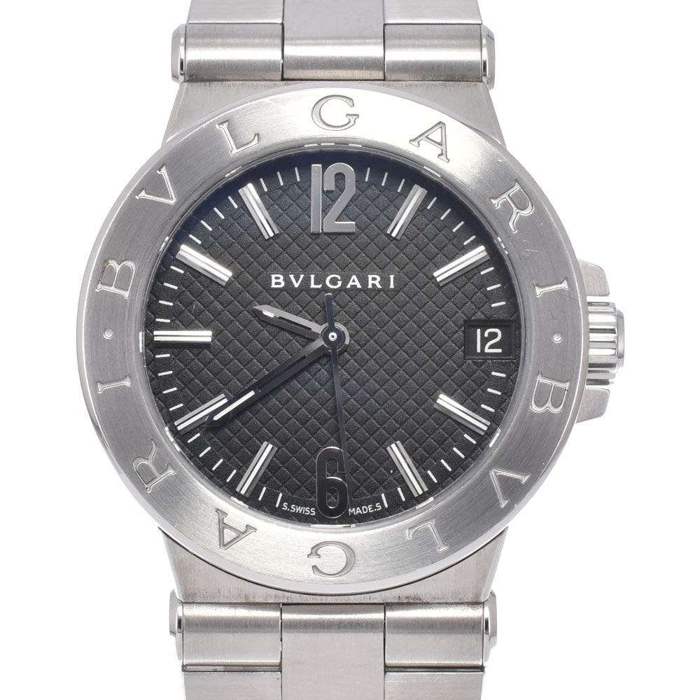 ブルガリ BVLGARI DG29S ディアゴノ デイト ブラック クォーツ メンズ 美品 腕時計 M#150979