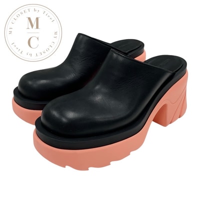 ボッテガヴェネタ BOTTEGAVENETA フラッシュポンプ サンダル 靴 シューズ レザー ラバー ブラック ピンク 黒 ミュール サボ