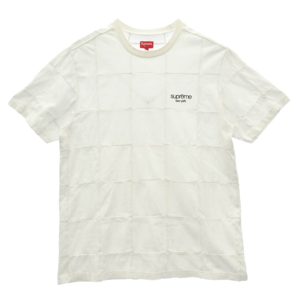 Supreme シュプリーム 18AW Patchwork Pique Tee パッチワーク ピケ クラシック ロゴ Tシャツ ホワイト系 M【中古】