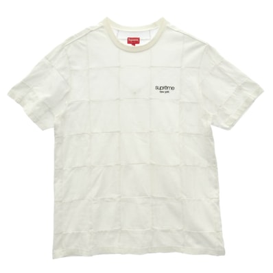Supreme シュプリーム 18AW Patchwork Pique Tee パッチワーク ピケ クラシック ロゴ Tシャツ ホワイト系 M【中古】