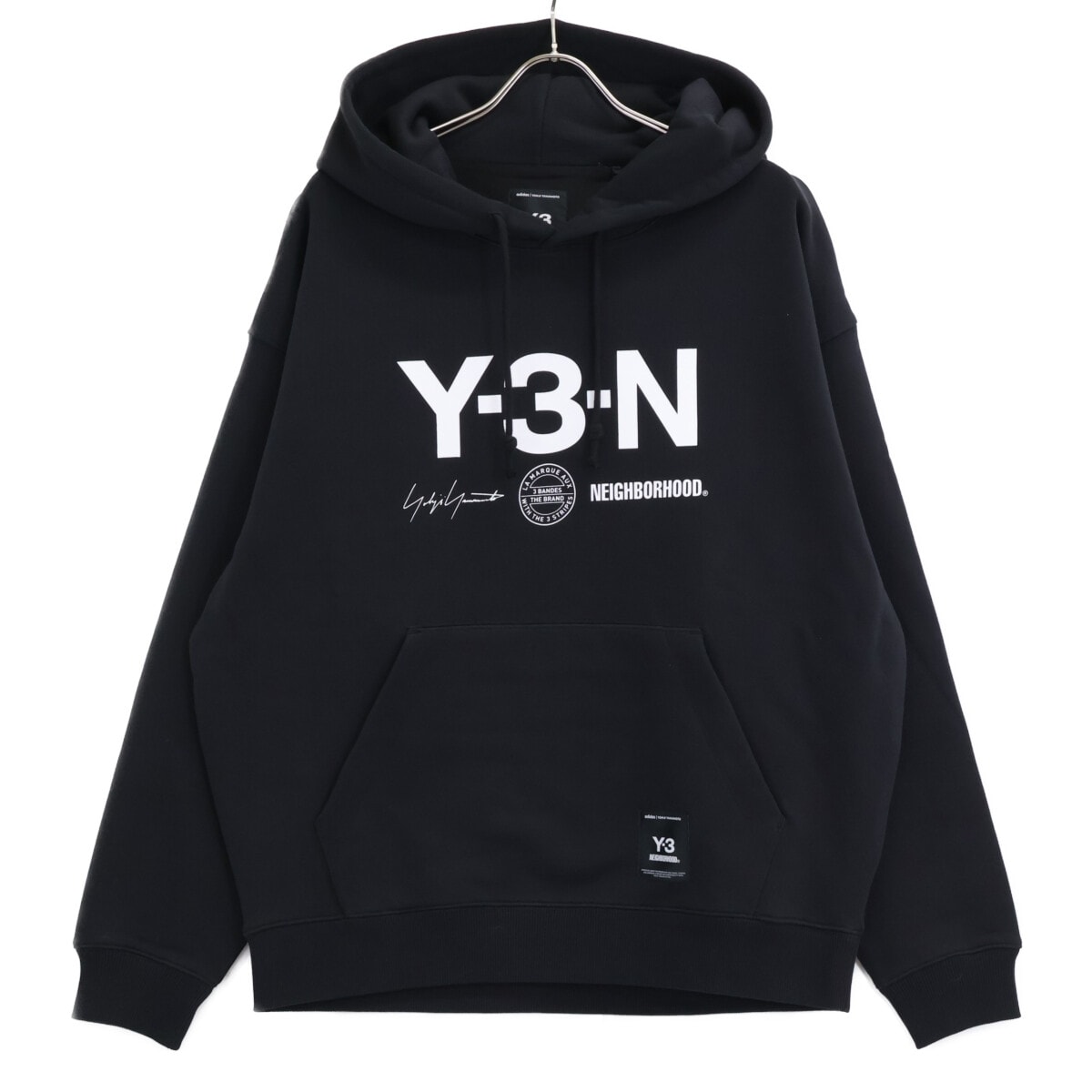 ワイスリー ×NEIGHBORHOOD 25AW JW7004 ブラック×ホワイト Y-3-Nフロントプリント GRAPHIC HOODIE M