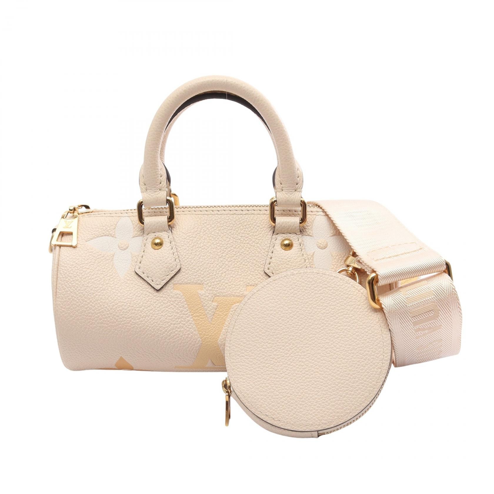 ルイ・ヴィトン LOUIS VUITTON パピヨンBB 2WAY ハンドバッグ バッグ レザー モノグラム・アンプラント クレーム レディース アイボリー系 / ベージュ系 / サフラン M45708 【中古】
