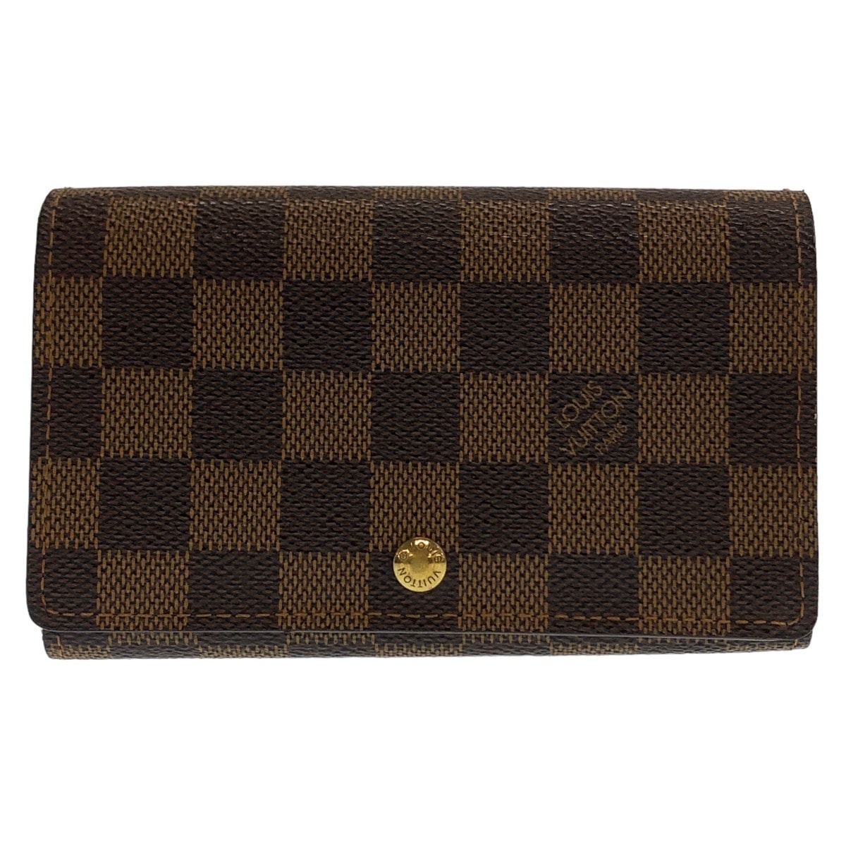 美品 LOUIS VUITTON ルイヴィトン ダミエ ポルトフォイユ トレゾール ブラウン ゴールド金具 PVC 折財布 コンパクトウォレット 503605 【中古】