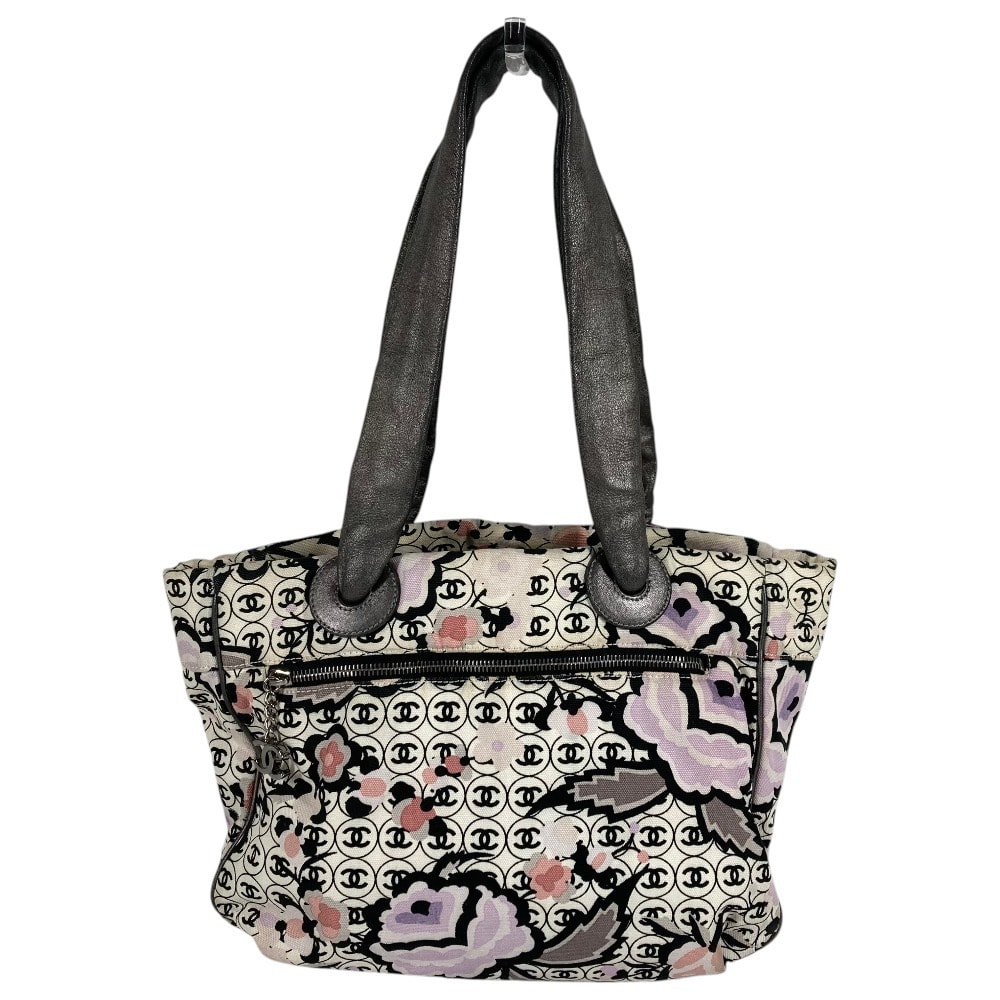 シャネル CHANEL  ロゴ CC ココマーク 総柄 ヴィンテージ カバン 肩掛け トートバッグ ショルダーバッグ レザー/キャンバス マルチカラー
