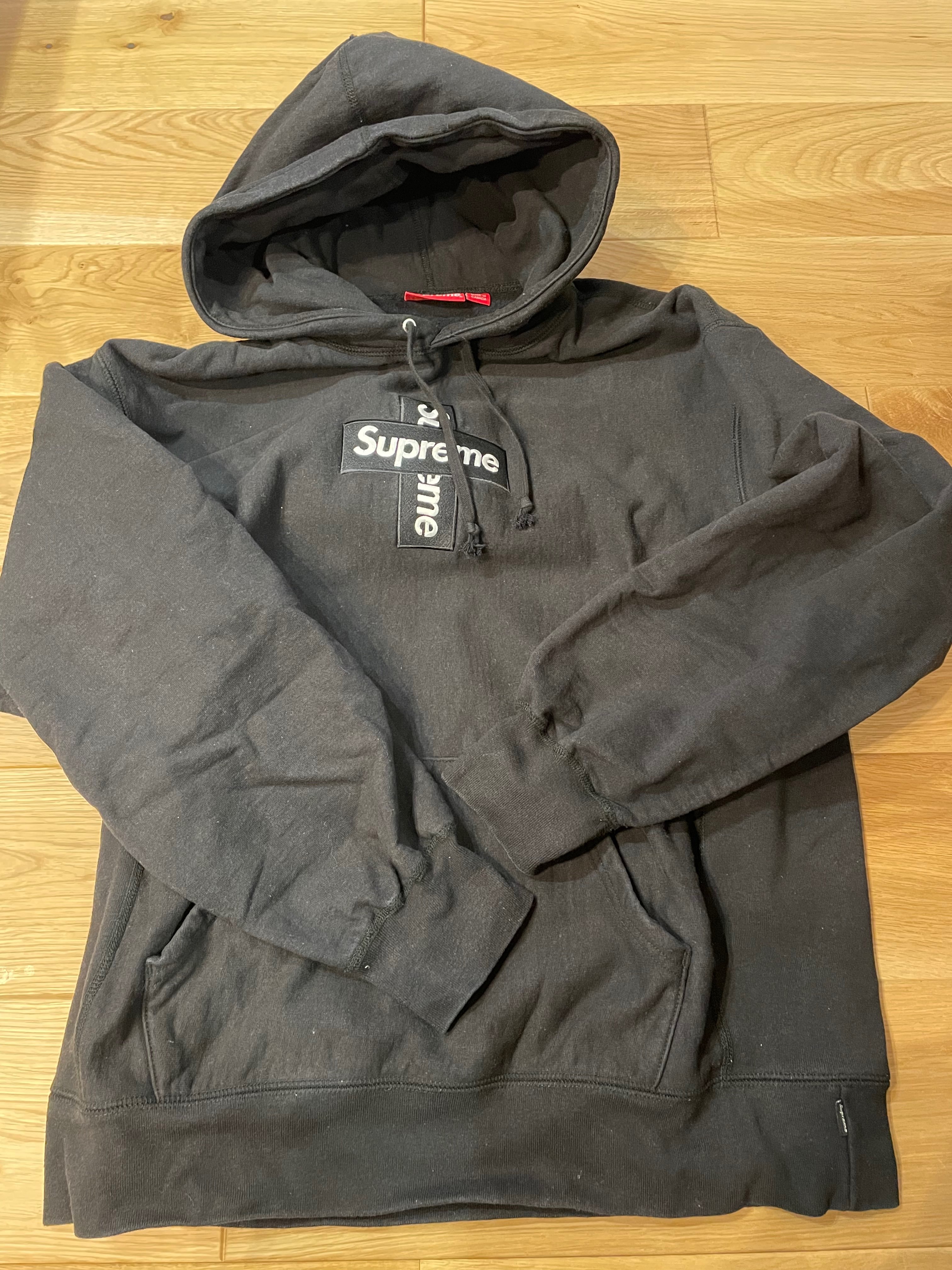 Supreme Cross Box Logo Hooded Sweatshirt "Black"