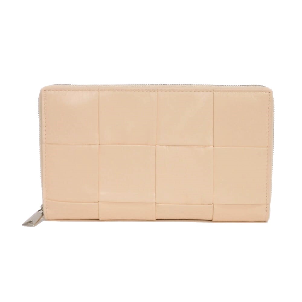 BOTTEGAVENETA ボッテガヴェネタ カセット ラウンドジップウォレット ペーパーカーフ パステル ライトピンク ラウンドファスナー RFID ICチップ マキシ イントレチャート メロンウォッシュド 長財布 690945 VCQ72 6706