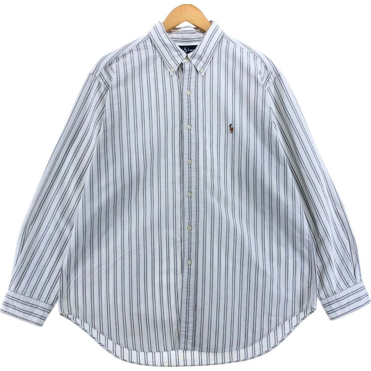 古着 ラルフローレン Ralph Lauren CLASSIC FIT 長袖 ボタンダウンストライプシャツ メンズXL相当/eaa521480