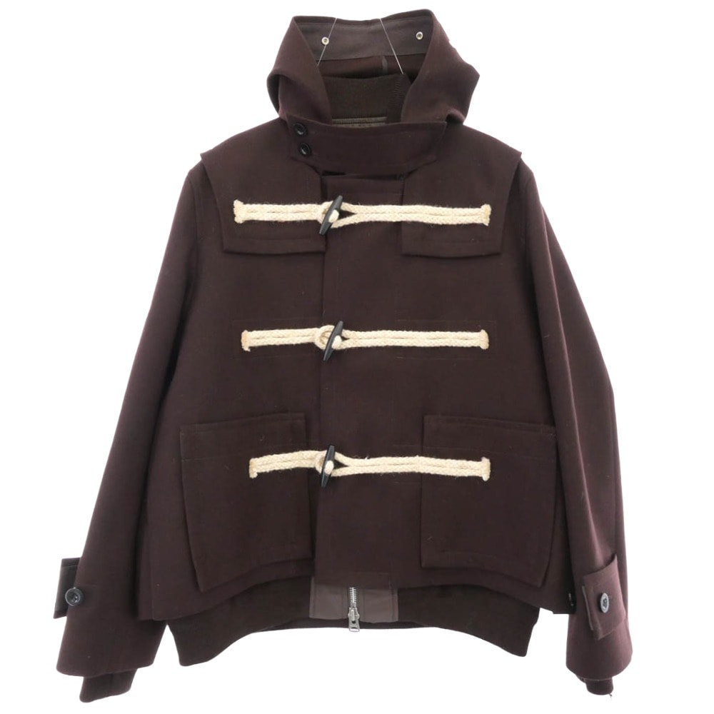 Sacai サカイ コート 25AW 25-03846M Wool Melton Blouson ウール メルトン ブルゾン ダッフル コート ブラウン系 3【極上美品】【中古】