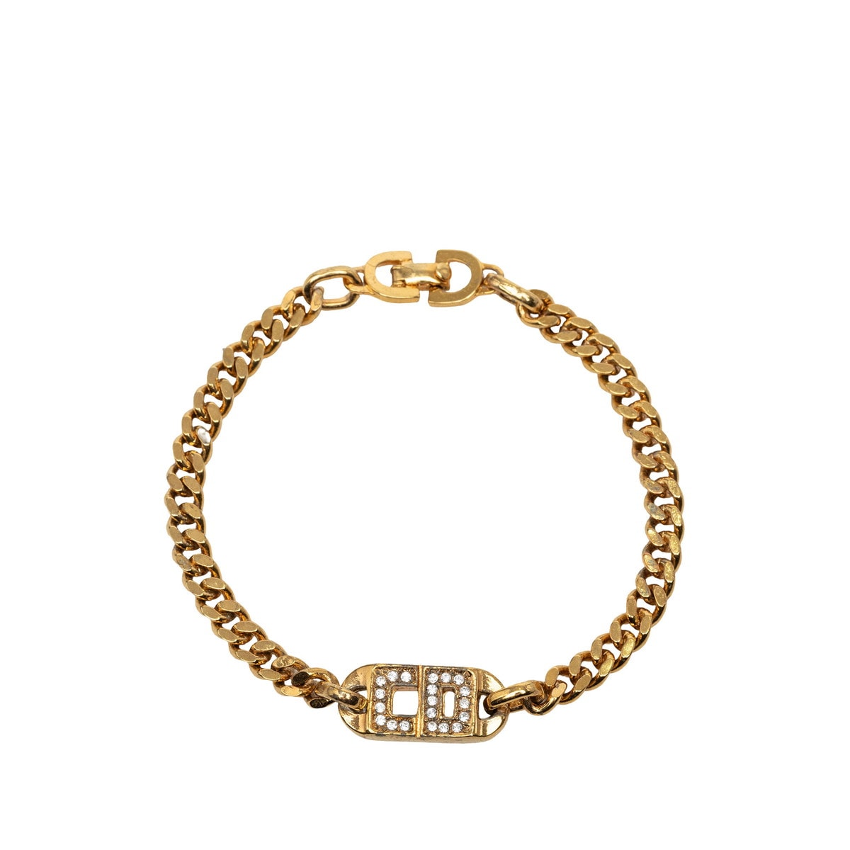ディオール CDロゴ ブレスレット ゴールド メッキ ラインストーン レディース Dior 中古
