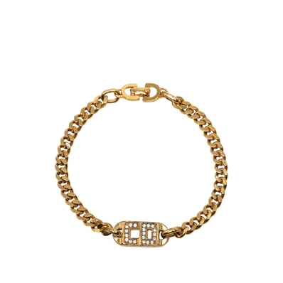 ディオール CDロゴ ブレスレット ゴールド メッキ ラインストーン レディース Dior 中古