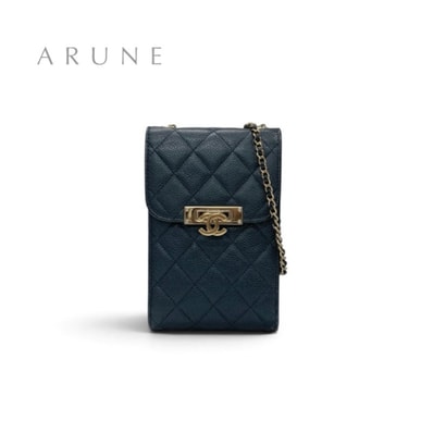 シャネル CHANEL バッグ ショルダーバッグ ネイビー ゴールド マトラッセ ココマーク チェーン フォンホルダー メタリック