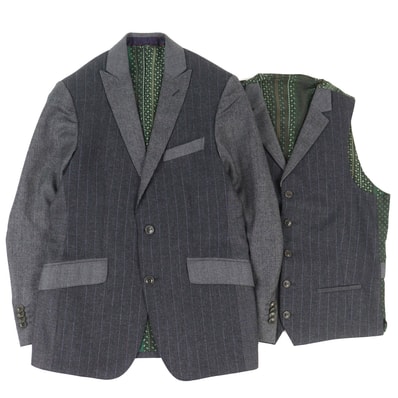 美品 エトロ 裏地ペイズリー柄 シングルジャケット ジレ セットアップ 44
