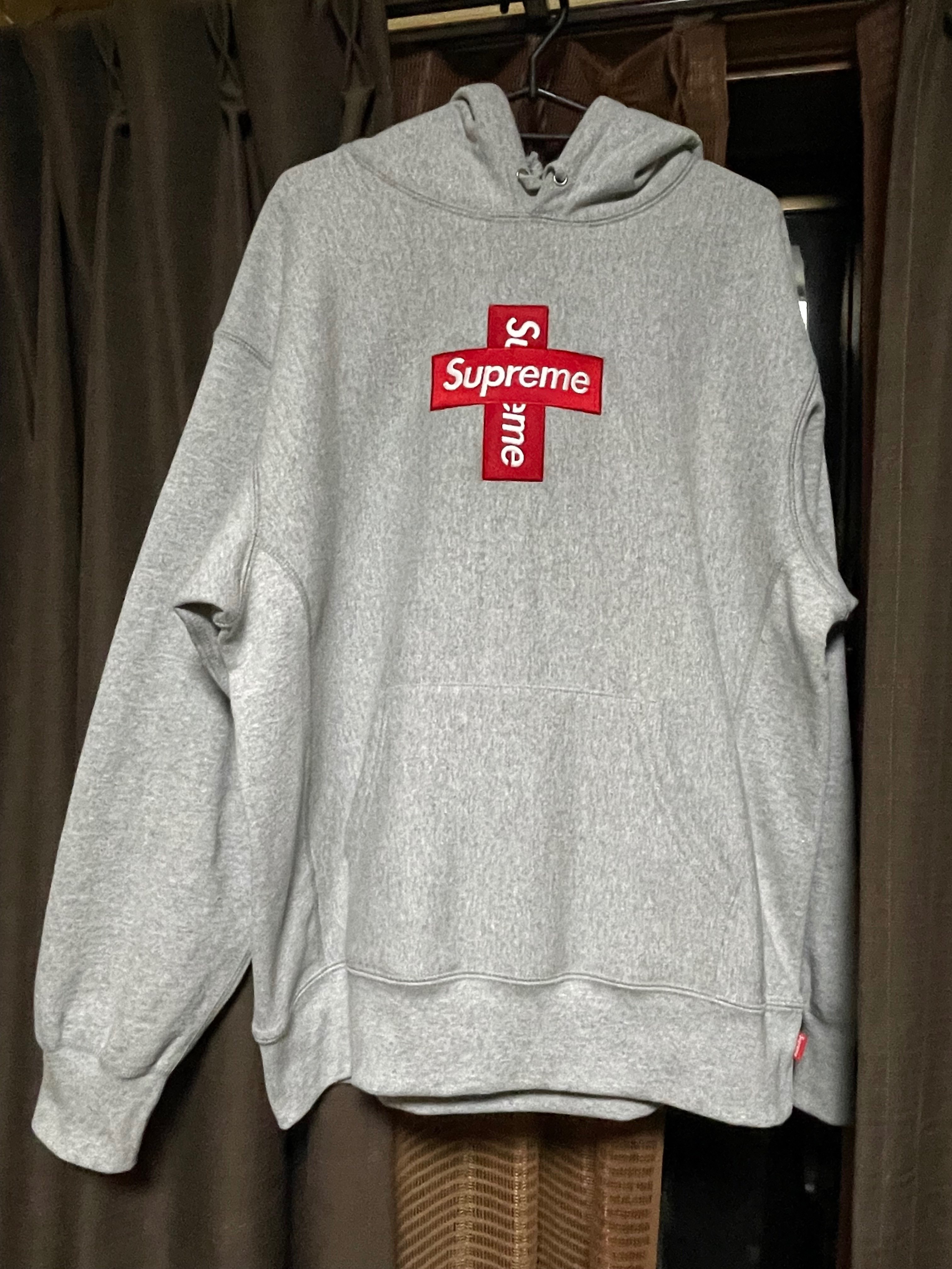 Supreme Cross Box Logo Hooded Sweatshirt "Grey"