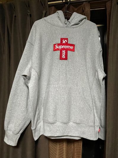Supreme Cross Box Logo Hooded Sweatshirt "Grey"