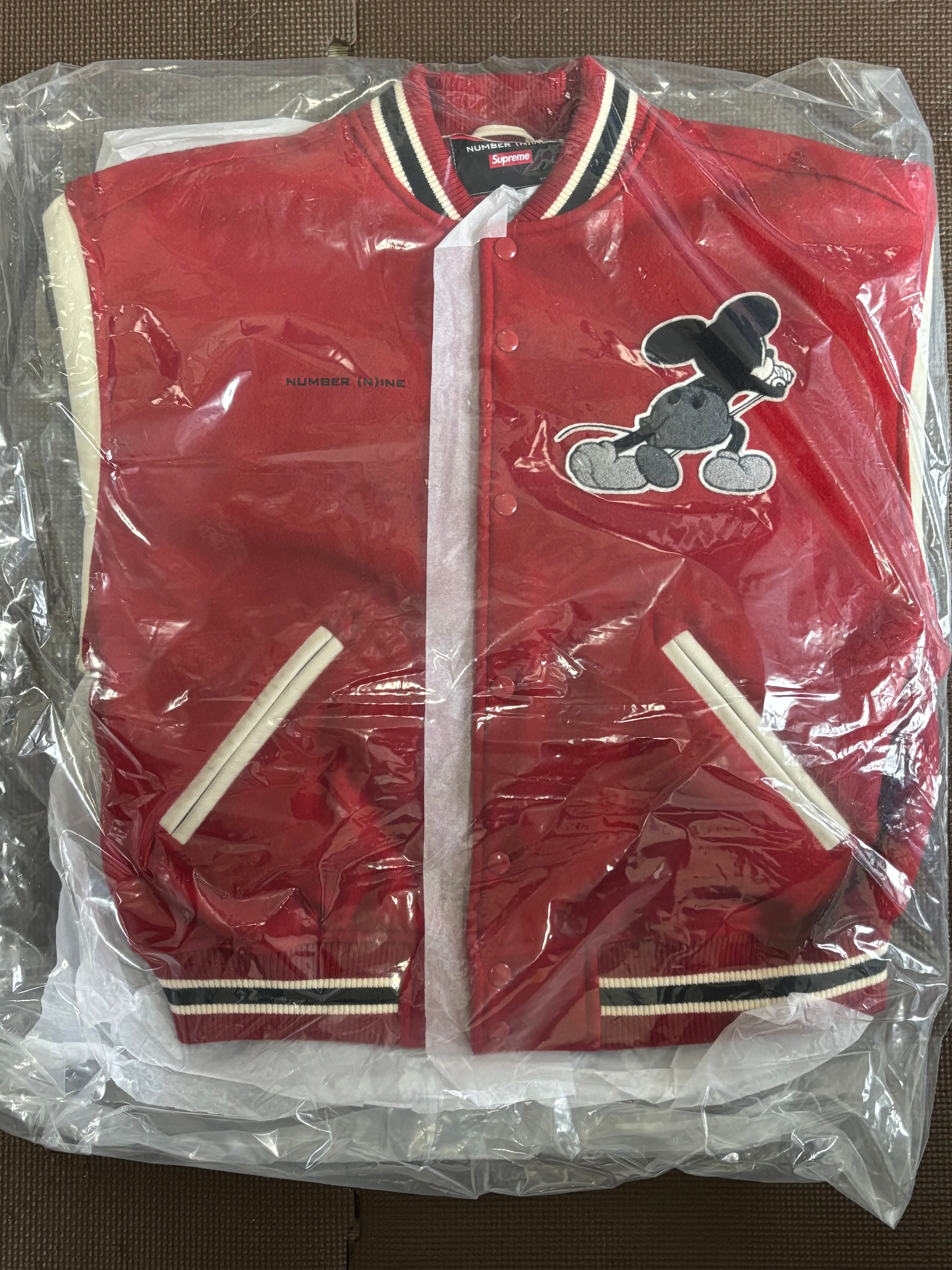 Supreme x Number (N)ine x Mickey Mouse Varsity Jacket "Red"