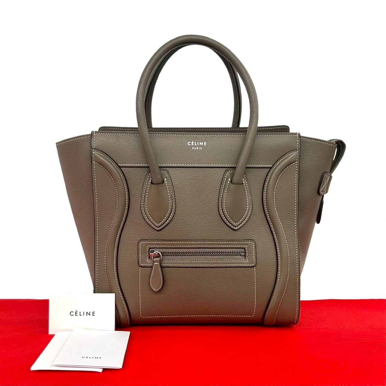 CELINE セリーヌ ラゲージ マイクロショッパー レザー ハンドバッグ ベージュ
 60367