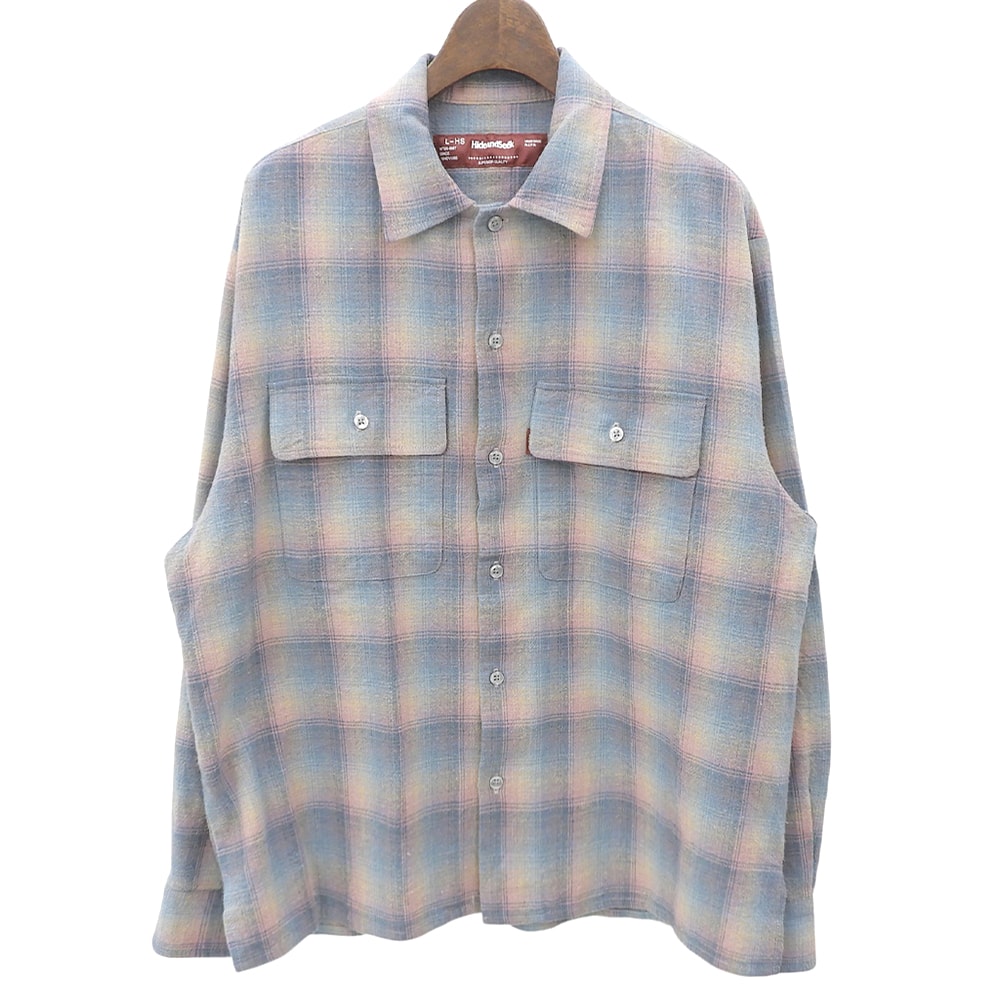 ハイドアンドシーク 美品 Flannel Check L/S Shirt コットン トップス メンズ ブルー系×ピンク L HS-010426 L